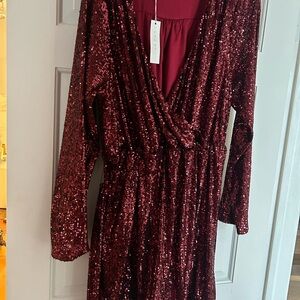 NWT Trina Turk Elegant Burgundy Sequin Dress